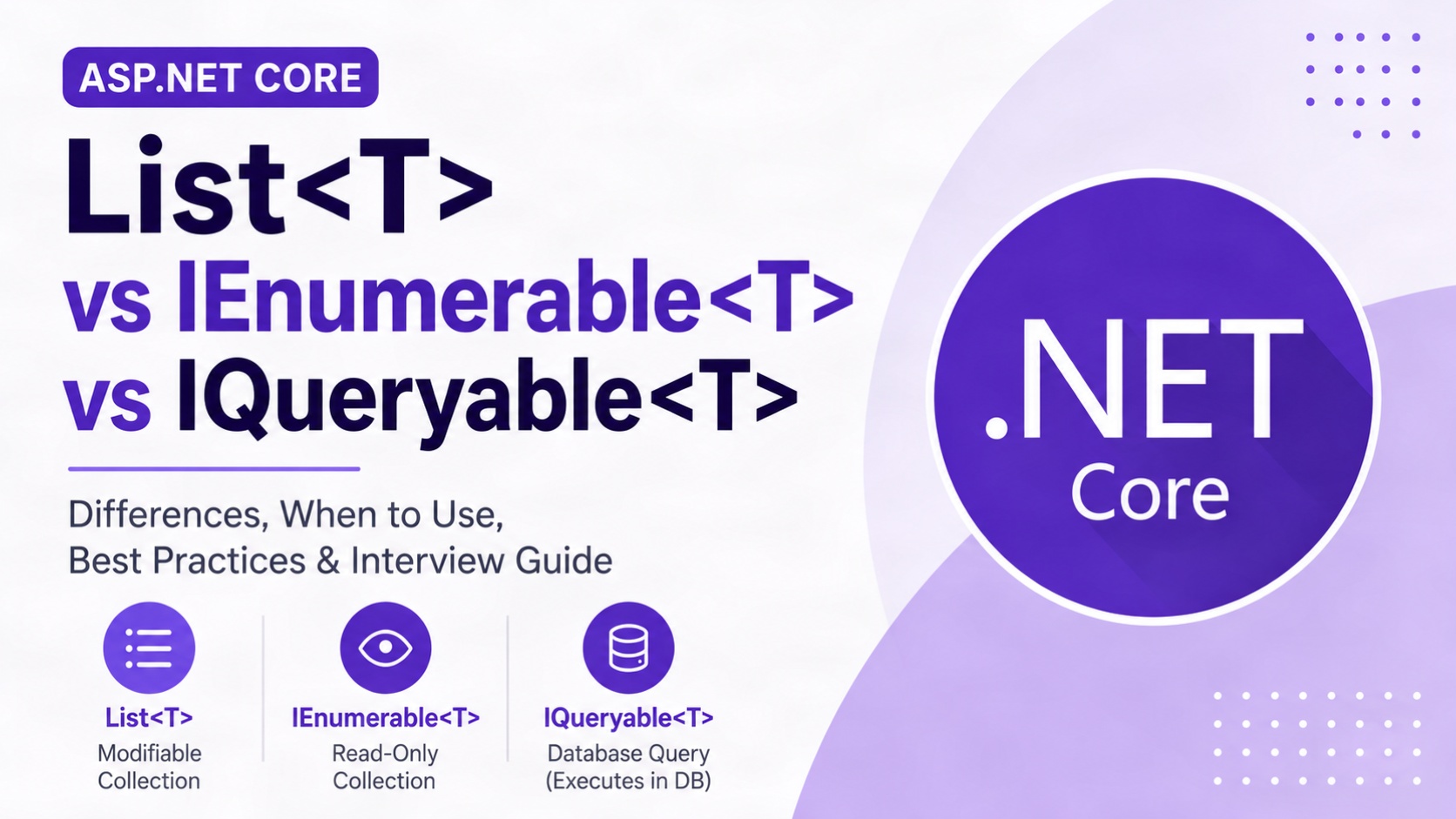 List vs IEnumerable vs IQueryable in ASP.NET Core